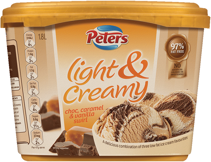 Choc, Caramel and Vanilla Swirl Peters Ice Cream